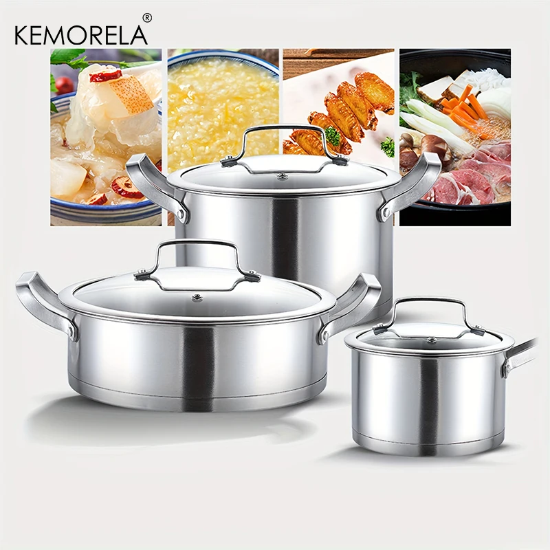 Pothos - Set panci stainless Steel 16/20/24cm, peralatan